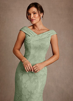 Azazie Aberdeen Mother of the Bride Dresses Dusty Sage Sheath Pleated Floral Burnout Dress image5