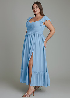 Azazie Anaya Bridesmaid Dresses Powder Blue A-Line Sweetheart Neckline Chiffon Dress image12