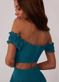 Barbie ♥ Azazie Bridesmaid Dresses Ink Blue A-Line Off the Shoulder Chiffon Convertible Dress image6