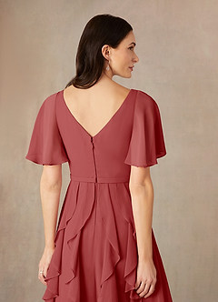 Azazie Watson Mother of the Bride Dresses Rust A-Line V-Neck Chiffon Dress image5