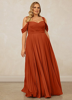Christian Siriano Bridal for Azazie 1013 Bridesmaid Dresses Burnt Orange A-Line Off the Shoulder Chiffon Dress image10