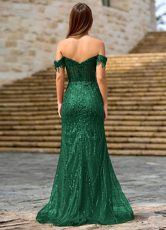 Zinanam Vert Robe de bal trapèze à fleurs 3D image6