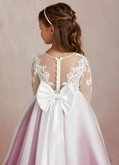 Azazie Elodie Flower Girl Dresses Ivory Mulberry Ball-Gown Lace Dress image8