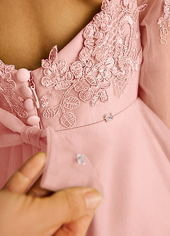 Azazie Precious vestidos de niña de las flores Vestido de Rosetón de Tul de Corte En A con Encaje image6