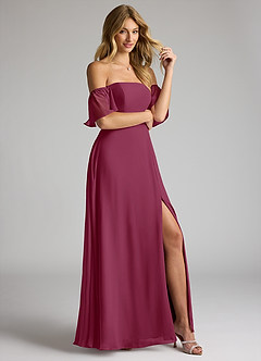 Azazie Sue Bridesmaid Dresses Mulberry A-Line Off the Shoulder Chiffon Convertible Dress image5
