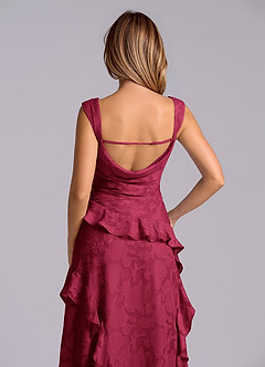 Azazie Sloane Bridesmaid Dresses Burgundy A-Line Sweetheart Neckline Floral Burnout Dress image7