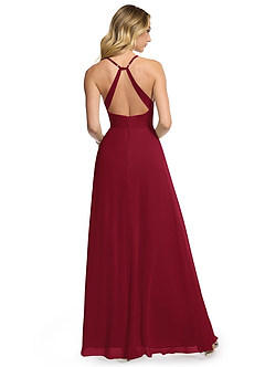 Azazie Davis Bridesmaid Dresses Burgundy A-Line V-Neck Chiffon Dress image5