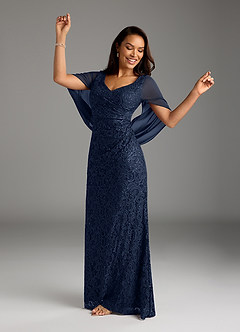Azazie Lulu Mother of the Bride Dresses Dark Navy Mermaid V-Neck Sequins Chiffon Dress image6
