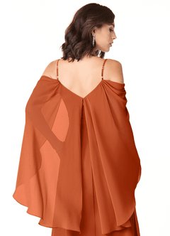 Azazie Cienna Vestidos de damas de honor Vestido de Naranja Quemada de Gasa de Corte en A con Vestidos sin tirantes image3