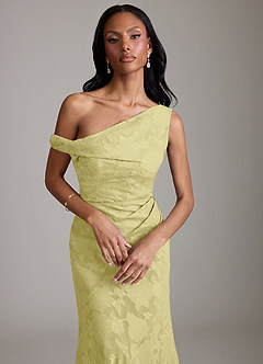 Azazie Emerson Brudtärnklänningar Klä av Sjöjungfru i Blommig Utbrändhet Av axeln Citronsorbet image2