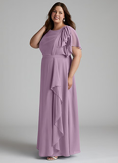 Azazie Aaliyah Modest Bridesmaid Dresses A-Line Scoop Pleated Chiffon Floor-Length Dress image7