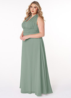 Azazie Fifi Robes de demoiselle d'honneur Robe Trapèze Convertible en Mousseline de soie Sans bretelles Sauge D'argent image15