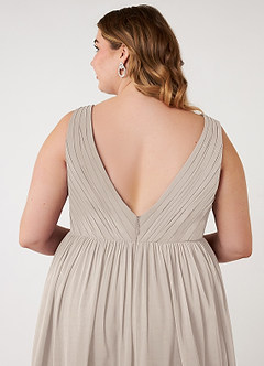 Azazie Ranvie Final Sale Black A-Line V-Neck Pleated Chiffon Dress image8