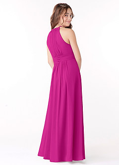Azazie Bonnie Junior Fuchsia A-Line Pleated Chiffon Dress image3