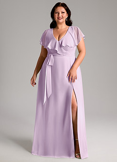 Azazie Lainey Bridesmaid Dresses Frosted Lilac A-Line with Pockets Chiffon Dress image10