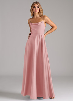 Azazie Elle Brautjungfernkleider A-Linie Plissee Stretch-Satin Kleid Puderrosa image5