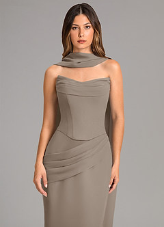 Azazie Sorrel Bridesmaid Dresses Taupe Mermaid Corset Chiffon Dress image6