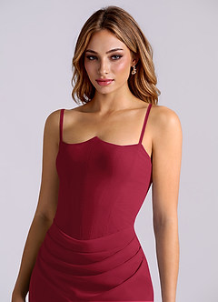 Azazie Debby Bridesmaid Dresses Burgundy Mermaid Strapless Chiffon Dress image6