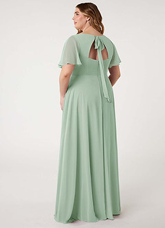 Azazie Kimber Bridesmaid Dresses Agave A-Line Flounce Sleeve Chiffon Dress image12