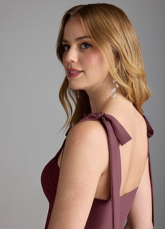 Azazie Lizet Brautjungfernkleider A-Linie Herzausschnitt Chiffon Kleid Sangria image6