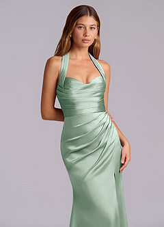 Azazie Destiny Bridesmaid Dresses Agave Mermaid Sweetheart Neckline Stretch Satin Dress image5