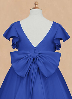 Azazie Kaeya Blumenmädchenkleider A-Linie Schleifen Tüll Kleid Königsblau image8