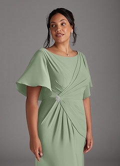 Azazie Louanne Mère de la mariée Robes Robe Sirène en Tricot de luxe Plissé col bateau Agave image8