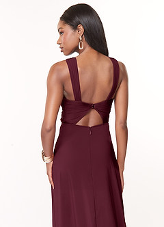 Azazie Brandie Bridesmaid Dresses Cabernet A-Line Pleated Stretch Chiffon Dress image4