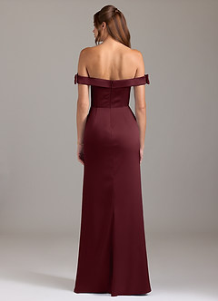 Azazie Zayla Bridesmaid Dresses Cabernet A-Line Off the Shoulder Stretch Satin Convertible Dress image5