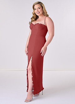 Barbie ♥ Azazie Bridesmaid Dresses Rust Sheath Corset Chiffon Dress image9