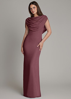 Azazie Hadley Bridesmaid Dresses Sangria Mermaid Pleated Chiffon Dress image2
