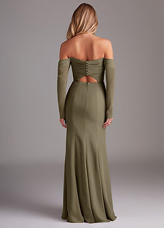 Azazie Hallie Bridesmaid Dresses Willow Green Mermaid Long Sleeve Chiffon Dress image7
