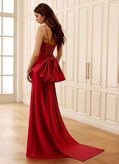Arizona Red Corset Rhinestone Lace Prom Dress image4