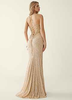 Noellress Champagne Lace Sequin Embroidery Beading Prom Dress image7