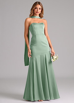 Azazie Shiloh Bridesmaid Dresses Agave Mermaid Strapless Stretch Satin Convertible Dress image5