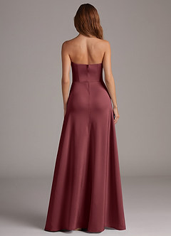Azazie Wren Jurken voor bruidsmeisjes Converteerbaar Jurk van Stretch Satijn met A-Lijn Strapless Merlot image5