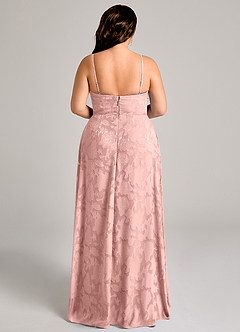 Azazie Moira Bridesmaid Dresses Powder Pink A-Line Side Slit Floral Burnout Dress image11