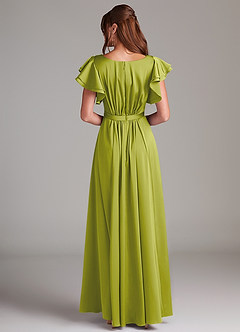 Azazie Daphne Modest Bridesmaid Dresses A-Line Ruched Stretch Satin Floor-Length Dress image6