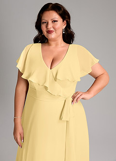 Azazie Lainey Bridesmaid Dresses Butter A-Line with Pockets Chiffon Dress image6