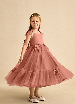 Azazie Jaci Sukienki dla dziewczynek sypiących kwiaty Linia A Pasek spaghetti Szyfon Długość kostki Sukienka image2