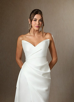 Azazie Kalise Vestidos de novia Vestido de Diamante Blanco de Satén de doble cara de Corte Sirena con Sin tirantes image8