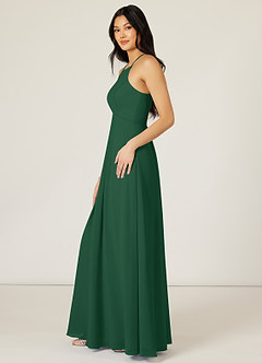 Azazie Sarah Brautjungfernkleider Empire Plissee Chiffon Kleid Dunkelgrün image3