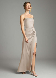 Azazie Leonis Bridesmaid Dresses Frost Mermaid Pleated Stretch Satin Convertible Dress image6
