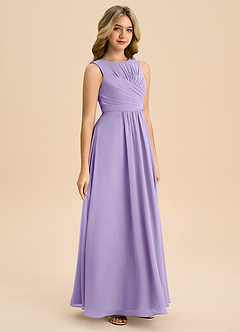 Azazie Skyla Junior A-Linie Plissee Chiffon Kleid Flieder image4