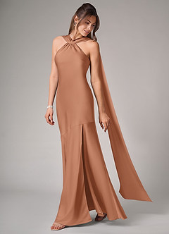 Azazie Kinsley Bridesmaid Dresses Bronzer Mermaid Side Slit Stretch Satin Dress image4