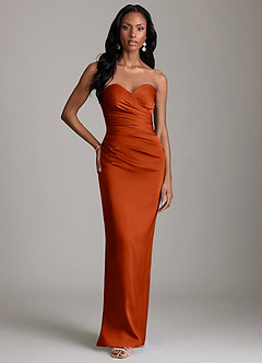 Azazie Sonora Brudtärnklänningar Klä av Tubklänning i Stretch Satin Axelbandslös Paprika image6