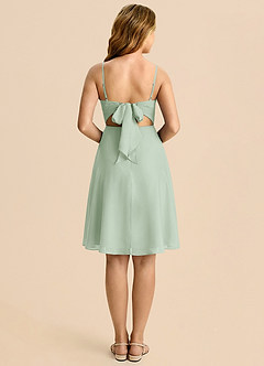 Azazie Shale Linia A Ukłon Szyfon Mini Młodsza druhna Sukienka image2