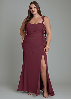 Azazie Jessamine Brautjungfernkleider Meerjungfrau-Linie Korsett Chiffon Kleid Cabernetrot image9