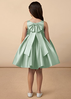Azazie Bo Peep Flower Girl Dresses Agave A-Line Bow Matte Satin Dress image4