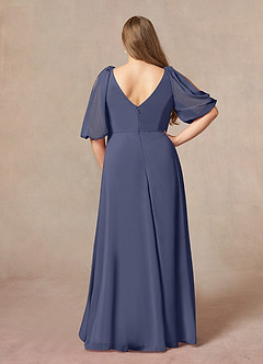 Azazie Bronwyn Mother of the Bride Dresses Stormy A-Line V-Neck Ruched Chiffon Dress image7
